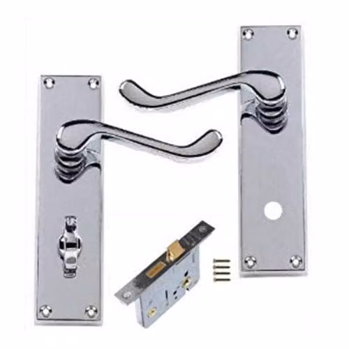 Golden Grace Victorian Scroll Bathroom Handles in Polished Chrome, 2 Pairs