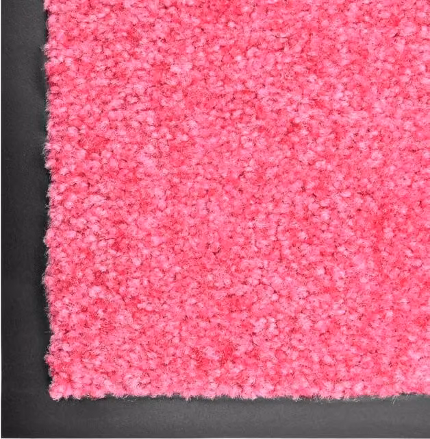 Berkfield Home Washable Non-Slip Pliable Doormat, Pink and Black, W: 60 cm, D: 40 cm – 1