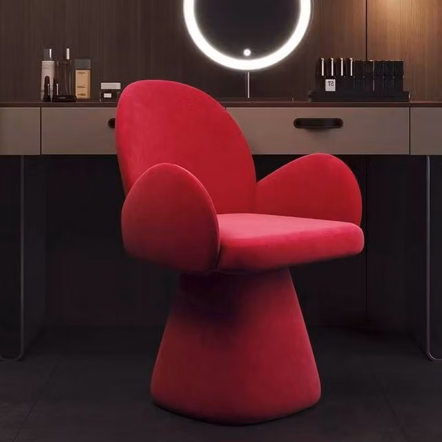 Rolipo Red Rotating Makeup Stool and Modern Upholstered Vanity Chair for your Bedroom