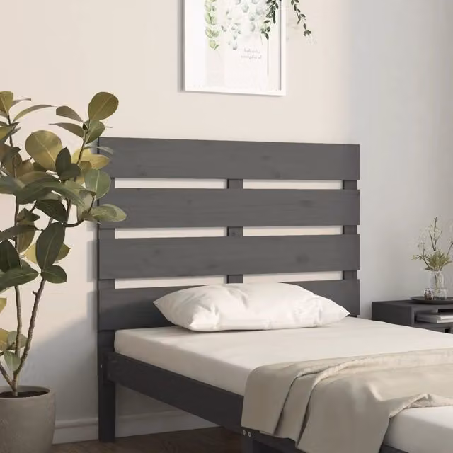 Berkfield Home Grey Rustic Solid Pine Wood Headboard W/D/H: 100 x 3 x 80 cm