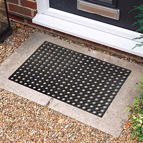 Nicola Spring Heavy Duty Rubber Door Mat, Black, W: 80 cm, D: 60 cm – 2