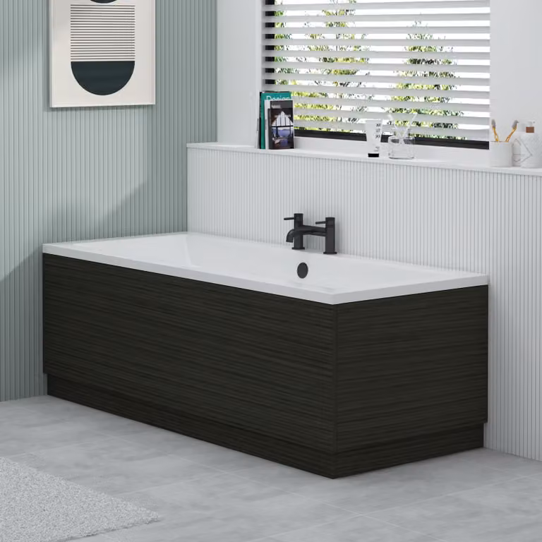 Royal Bathrooms Turin 1700mm Hale Matt Black MDF Bath Front Panel