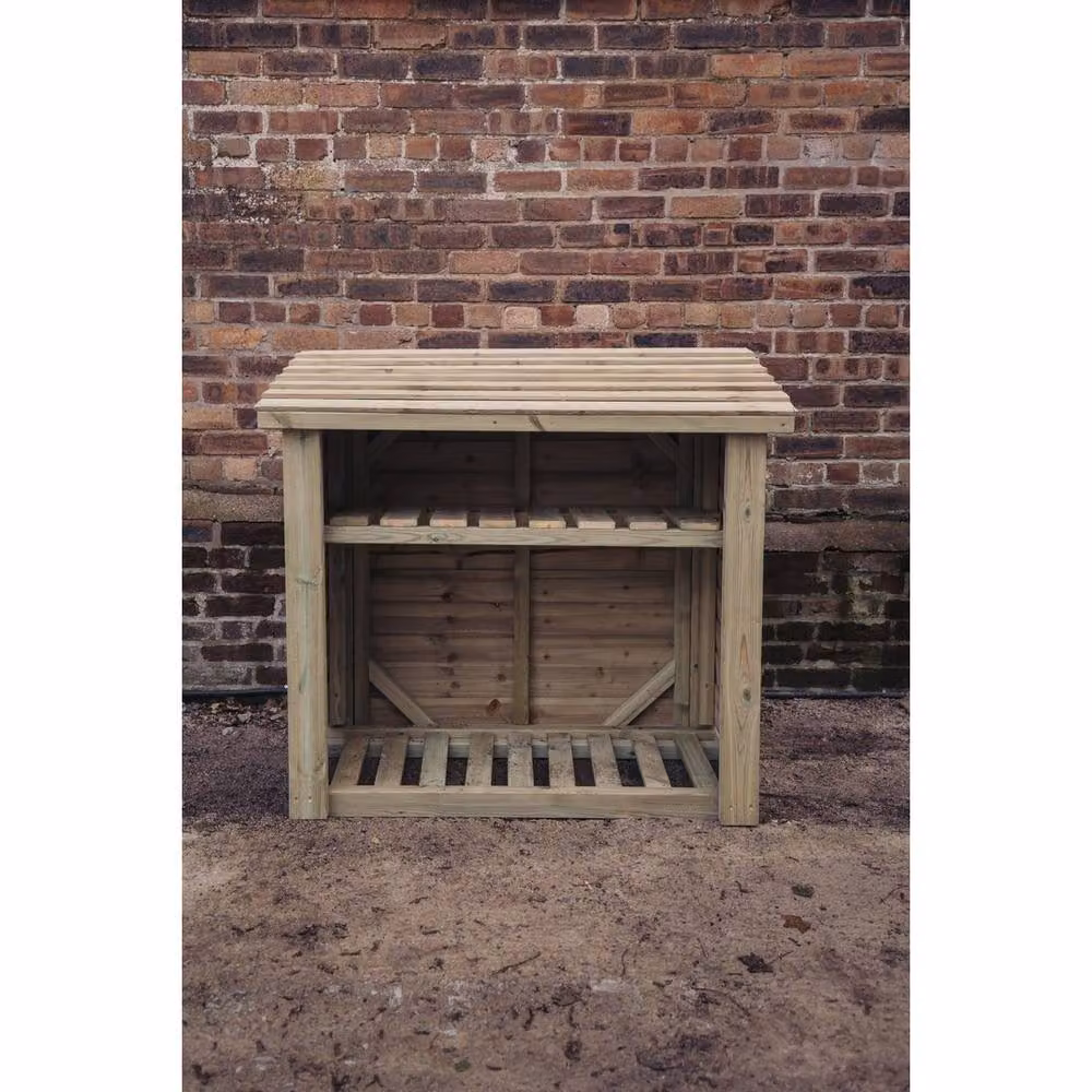 Churnet Valley Garden Furniture Ltd Rustic Wood Log Store in Beige, W: 131.5 cm, D: 65 cm, H: 118 cm – 3