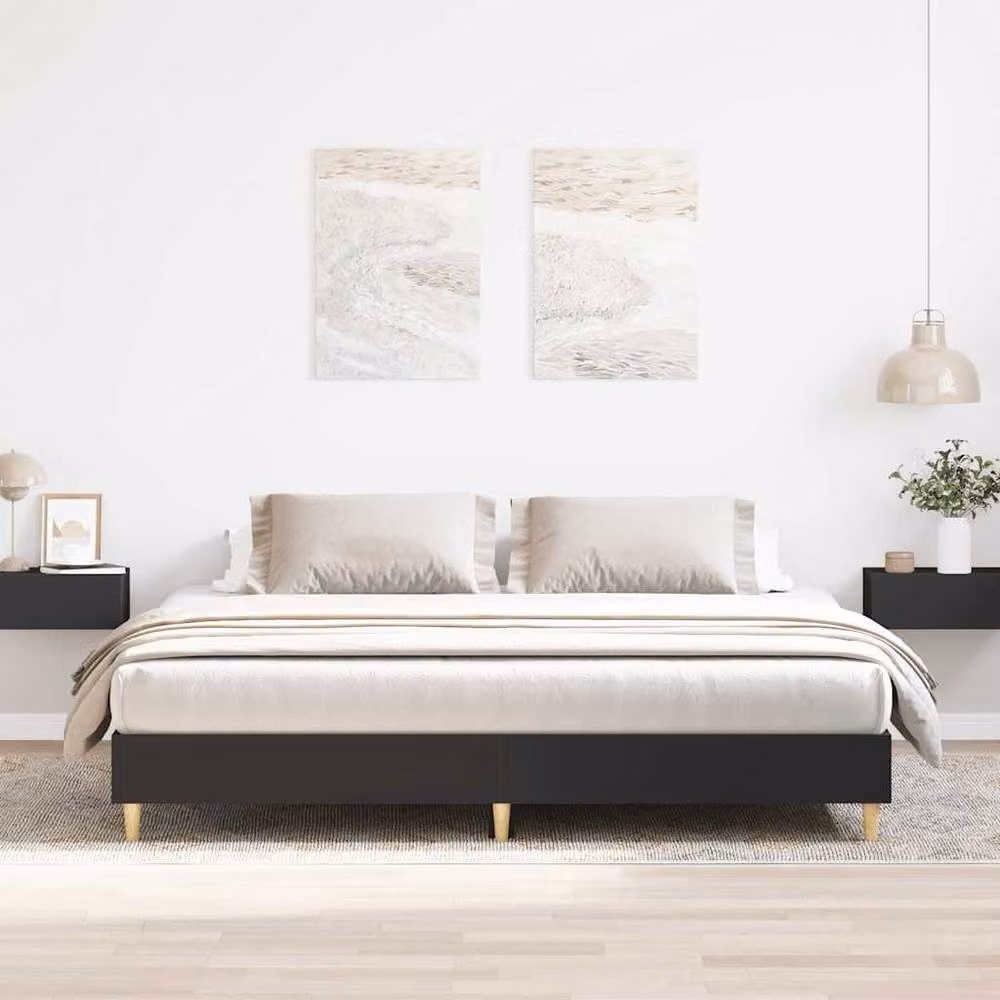 Berkfield Home Durable Bed Frame in Black, Engineered Wood, W/D/H: 200 x 25 x 203 cm – 1