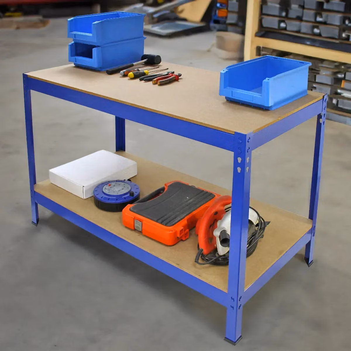 Monstershop Q-Rax Height Adjustable Workbench in Blue, W/D/H: 120 x 60 x 90 cm – 3