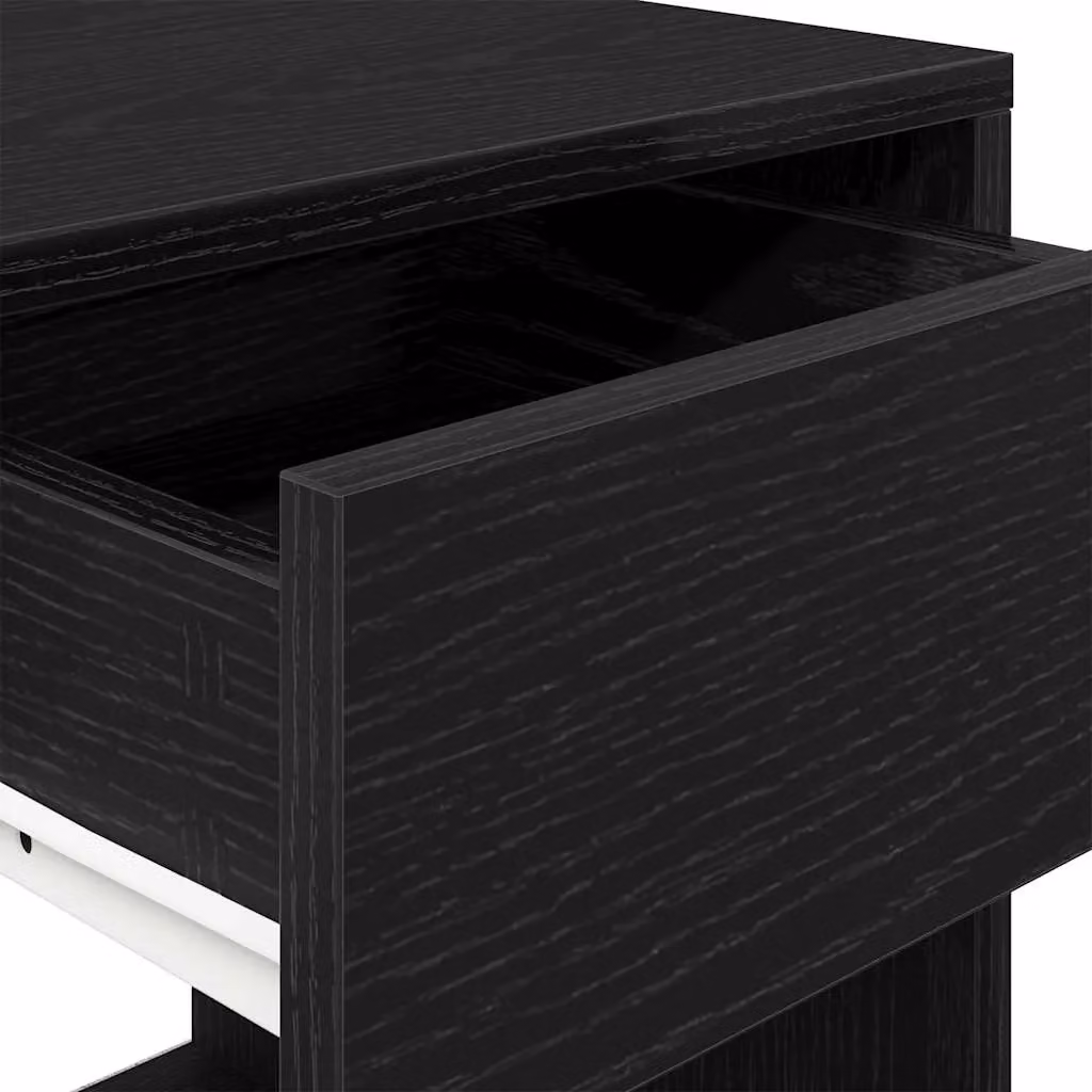 Berkfield Home Set of 2 Bedside Cabinets with Drawer, Black Oak, W/D/H: 35 x 34 x 66.5 cm – 5