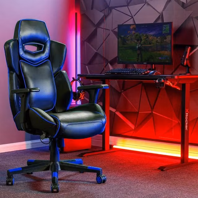 X Rocker Drogon Gaming Chair for Children in Black and Blue Synthetic Leather