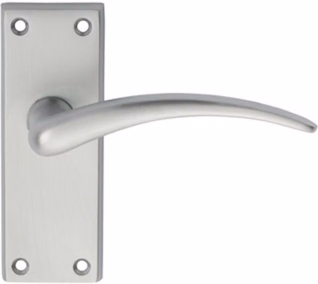 Loops Pair Slim Arched Door Handle on Latch Backplate, Satin Chrome, W: 150 mm x H: 43 mm