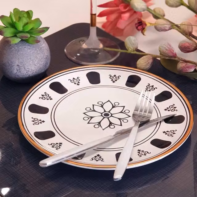 The Mia UK Floral Stoneware Side Plates in Black and White