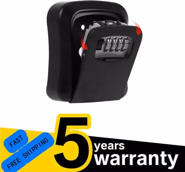 FLAVORA Wall Mounted High Security Combination Key Safe Box in Black Steel, W/D/H: 11.5 x 9.5 x 0 cm – 1