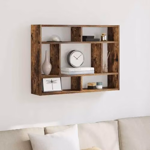 vidaXL Wall Shelf in Smoked Oak, W/D/H: 75 x 16 x 55 cm