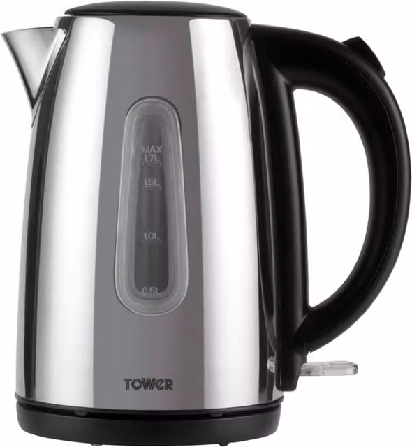 Tower Infinity 3KW 1.7 l Polished Stainless Steel Jug Kettle in Grey/Silver with Auto Shut-off