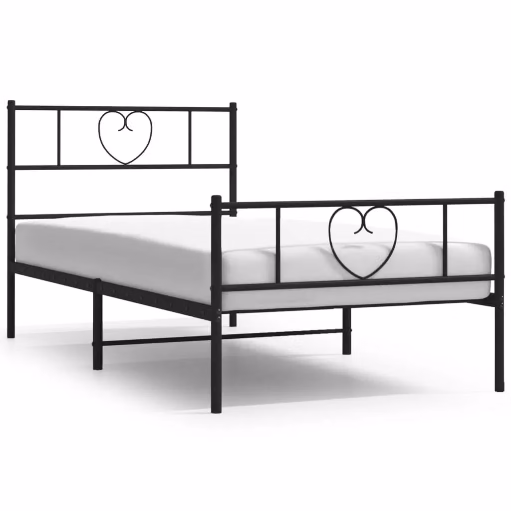 Berkfield Home Metal Bed Frame with Headboard and Footboard in Black, W/D/H: 100 x 200 cm – 2