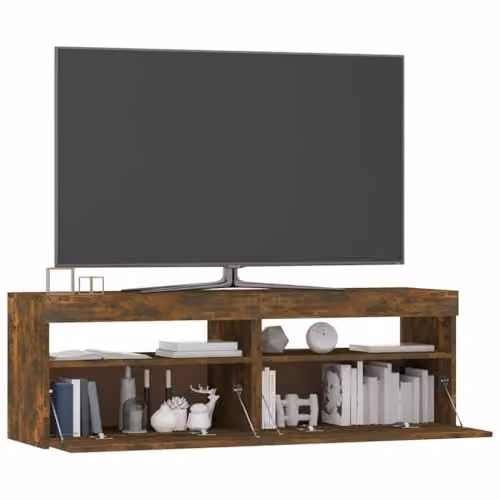 vidaXL TV Cabinet with LED Lights in Smoked Oak, W/D/H: 120 x 40 x 40 cm – 3