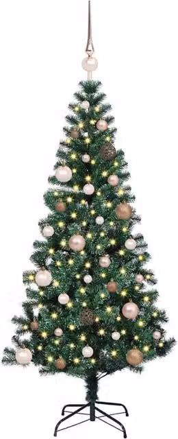 Berkfield Home Elegant Pre-lit Artificial Christmas Tree in Green and White, Height: 150 cm