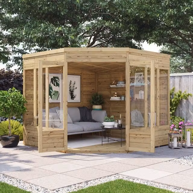 BillyOh Picton Corner Summerhouse in Brown with Window