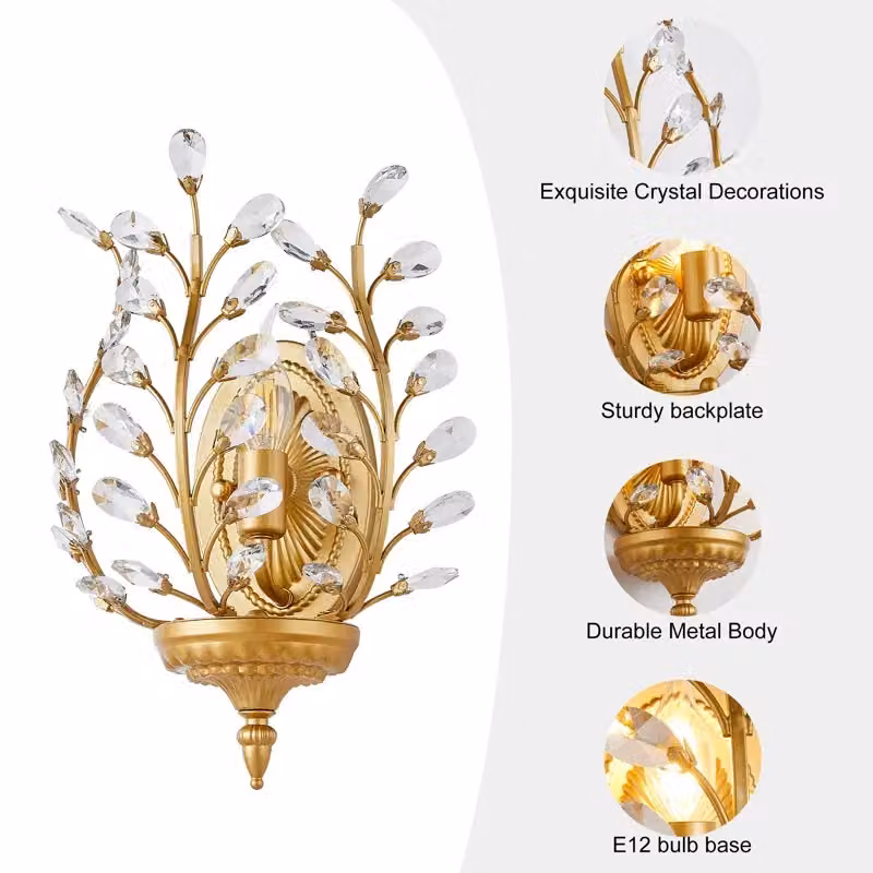 Garwarm Crystal Steel Flush Mounted Sconce in Gold/Brass – 3