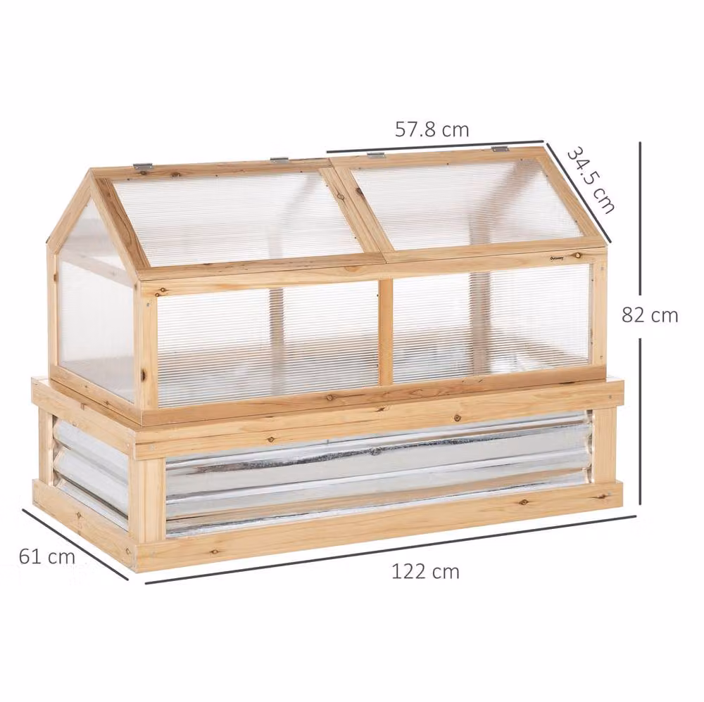 STILVORA Raised Wooden Garden Bed with Removable Transparent Greenhouse Top, Beige, W: 122 cm, D: 61 cm, H: 122 cm – 2
