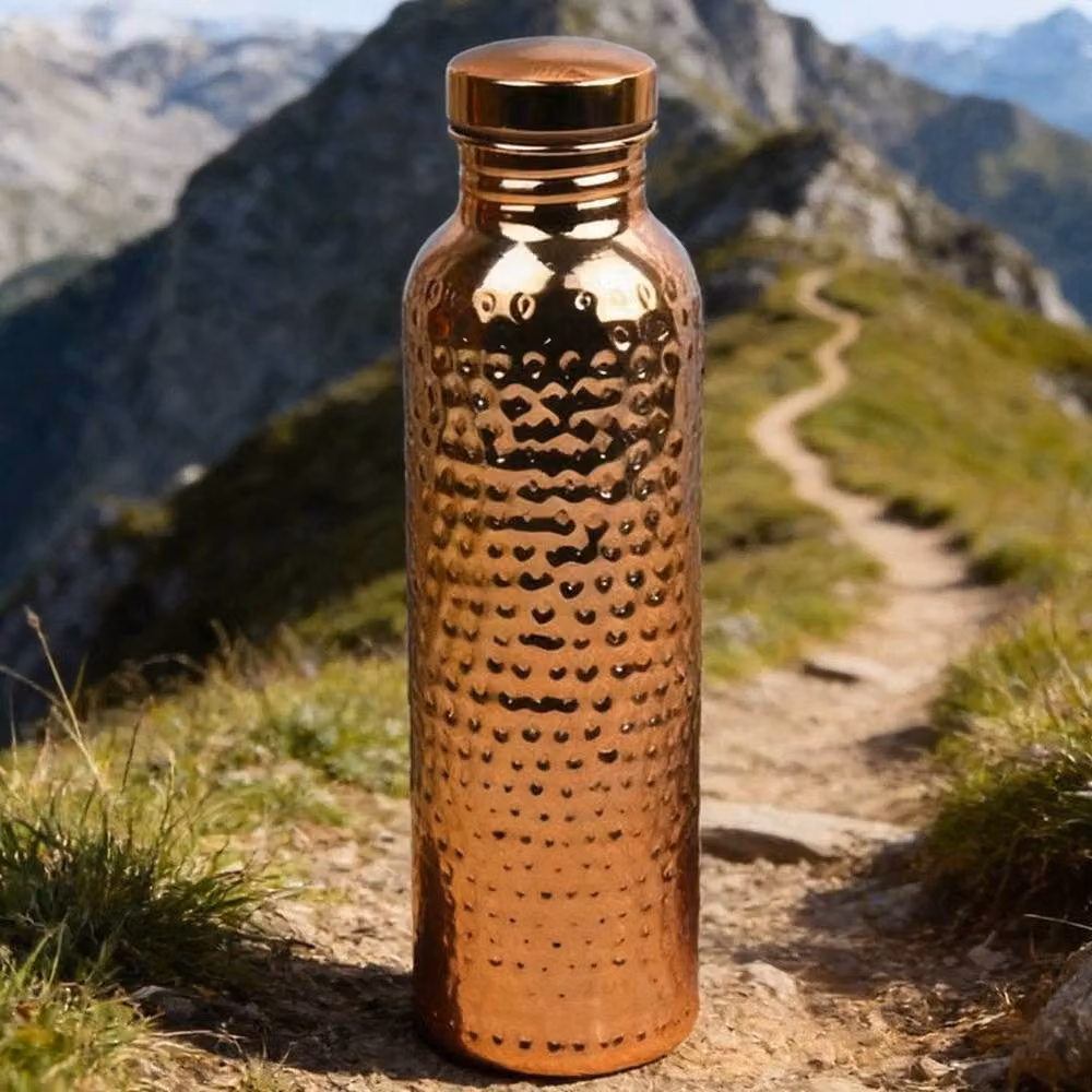 FLAVORA Hammered Copper Plated Leak Proof Water Bottle, 800ml – 4
