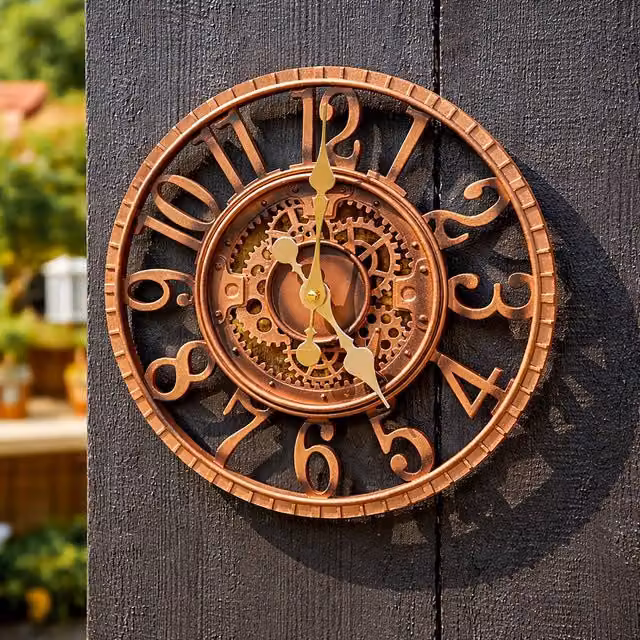 Marco Paul Bronze Skeleton Mechanical Round Wall Clock for Indoor and Outdoor Use, Diameter: 30.5 cm – 1