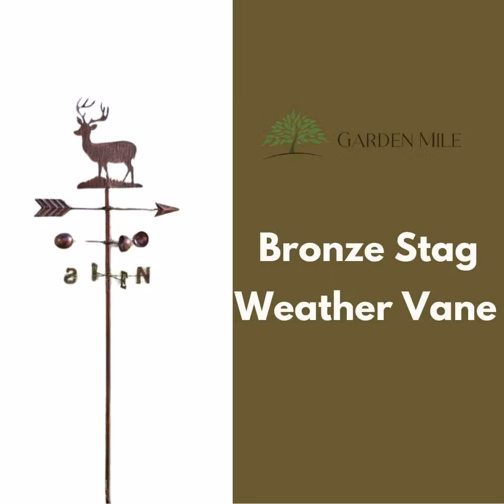 Marco Paul Large Rustic Metal Garden Wind Vane - Stag in Bronze – 3