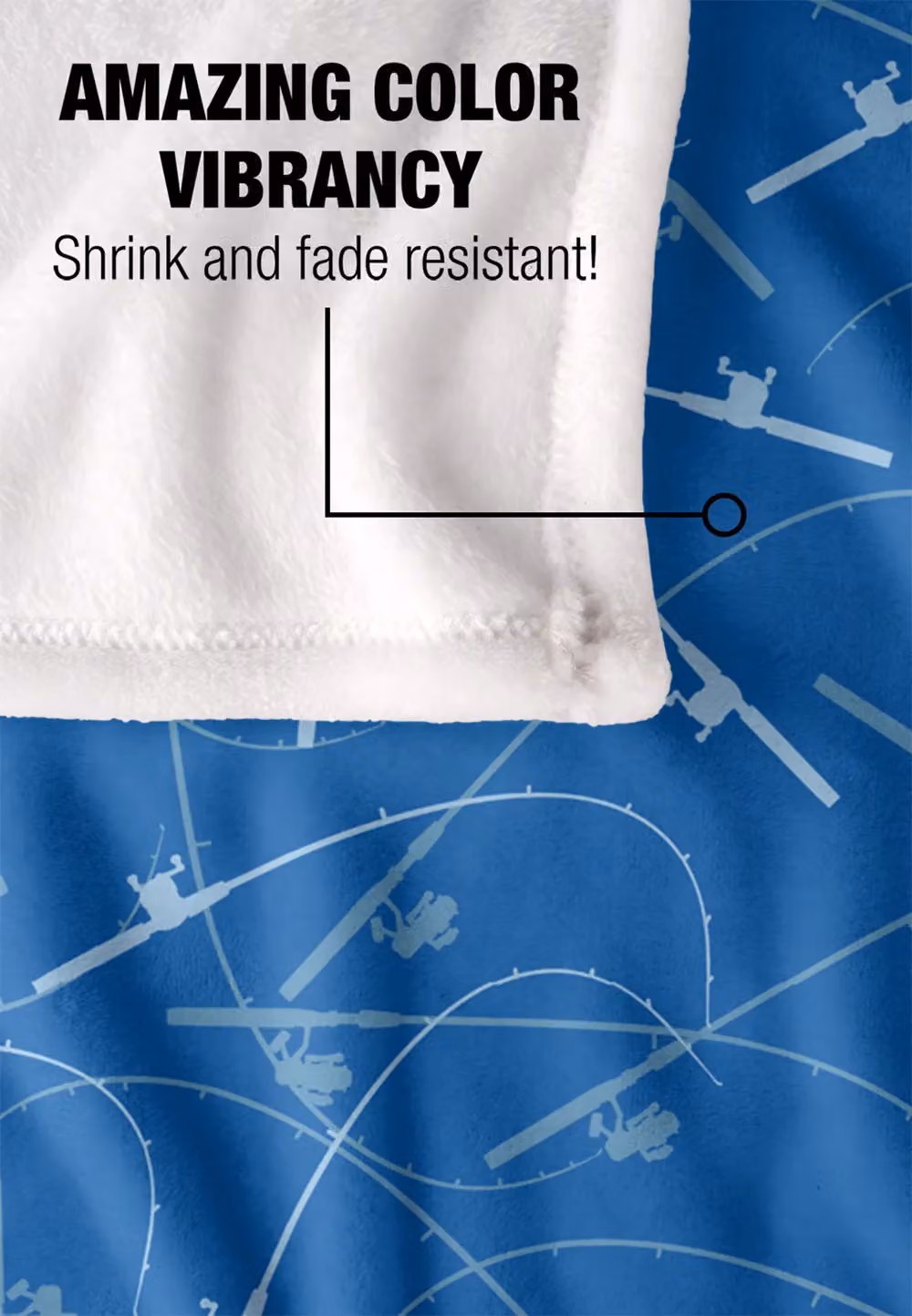 JQ Licensing Bent Fishing Rods Pattern Super Soft Fleece Throw Blanket, White, W/D/H: 152 x 127 cm – 2