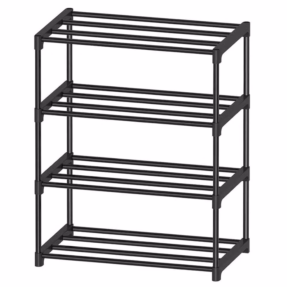 Hinsinc 4 Tier Slim Narrow Freestanding Shoe Rack in Black – 4