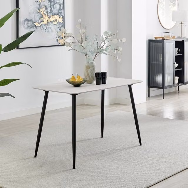 FurnitureboxUK Asti White Marble Effect Ceramic Dining Table