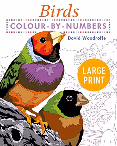 Arcturus Large Print Colour by Numbers Birds Multicolour Activity Book for Seniors