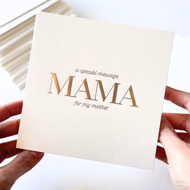 Peacock Supplies Luxury Mama Mother Special Message Card in White and Gold