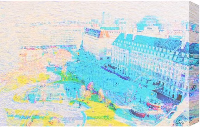Benjamin Tate Design LTD London Eye Park Graphic Art Canvas Print, Blue and Multicolour, Width: 46 cm