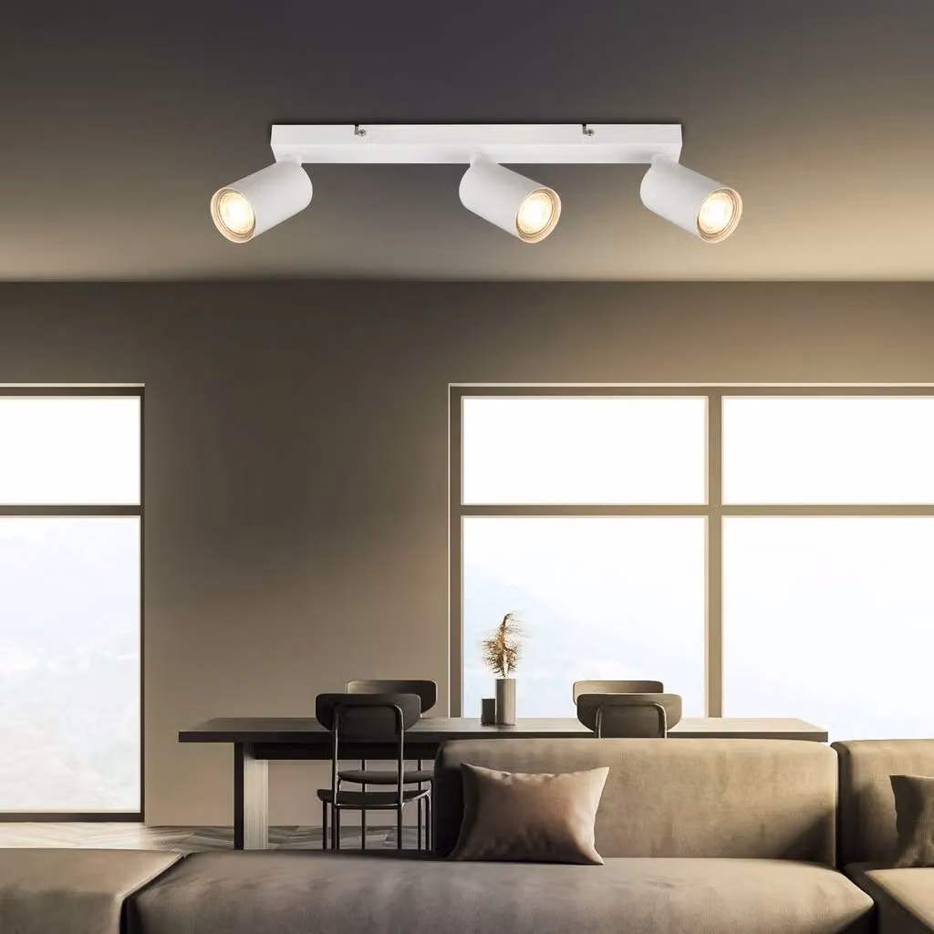 Briloner 3-Light GU10 LED Ceiling Spotlight in White Metal – 3
