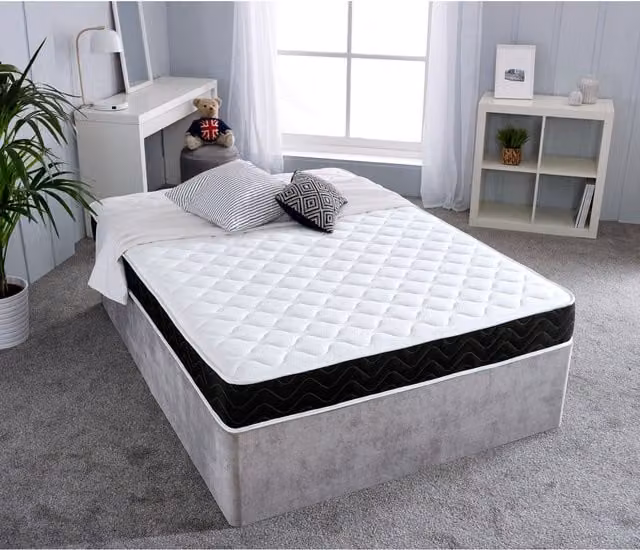 Starlight Beds Economy Quilted Memory Foam Hybrid Spring Mattress, Soft Feel, Black, Small Single, Depth: 18 cm