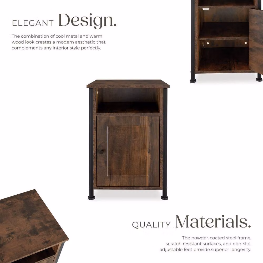 tectake Blackburn Industrial Bedside Table in Brown and Black – 3
