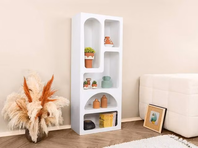 Vente-unique LUELA White Freestanding Shelf with 5 Niches, W/D/H: 60 x 30 x 150 cm