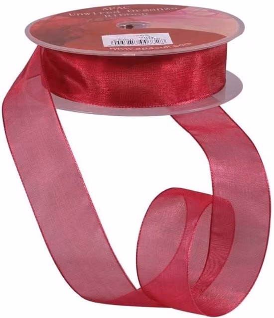 KDMD Burgundy Woven Edge Organza Ribbon, 25mm, 3 Pack – 1