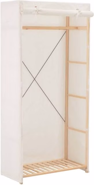 Berkfield Home White Fabric Wardrobe W/D/H: 79 x 40 x 170 cm