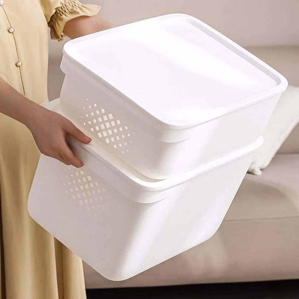 FORGEVIO White Plastic Storage Box, W: 28 cm, D: 38.5 cm, H: 14 cm – 2
