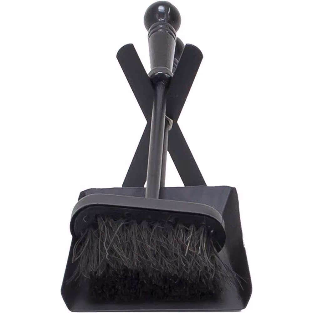 VOGREX Steel Hearth Fireplace Shovel and Brush Set in Black – 3