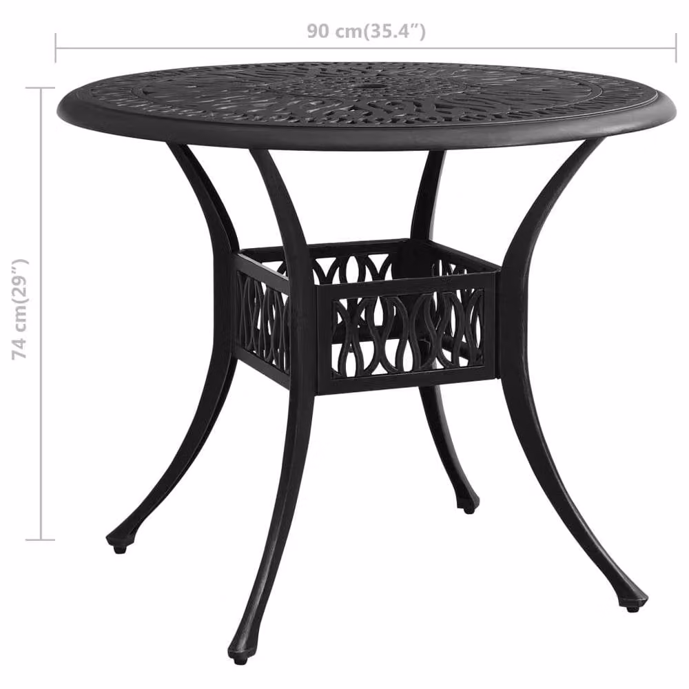 Berkfield Home Black Cast Aluminium Square Garden Table W/D/H: 90 x 90 x 74 cm – 4