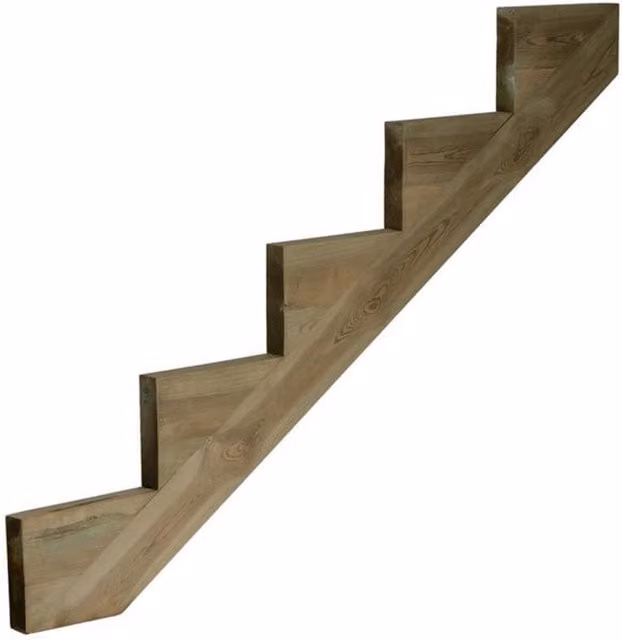 Snowdon Timber 5 Step Treated Decking Riser in Brown Wood, W: 250 mm, D: 48 mm, L: 1455 mm