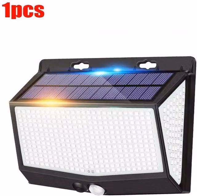 NESTLUNE 468 LED Solar Powered PIR Motion Sensor Wall Light in Black