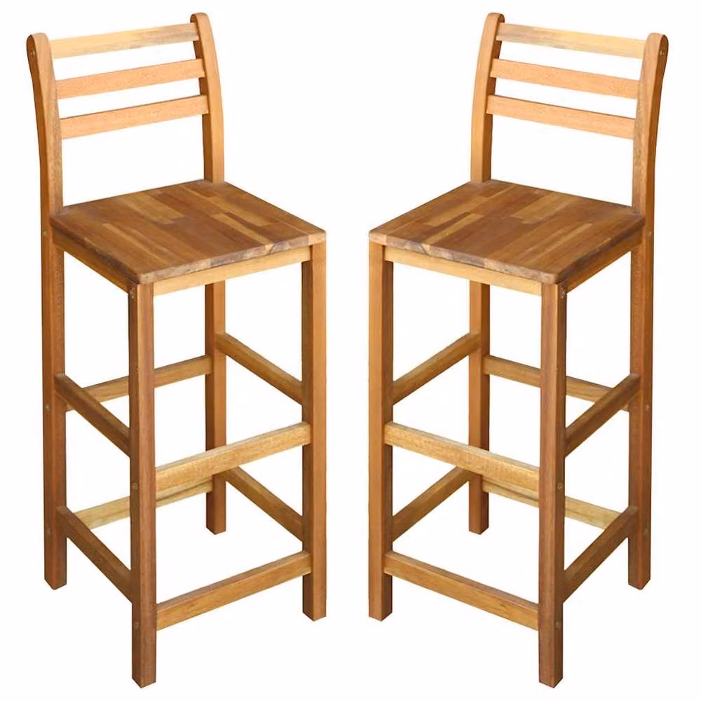 Berkfield Home Set of 2 Durable Acacia Wood Bar Chairs in Brown – 2