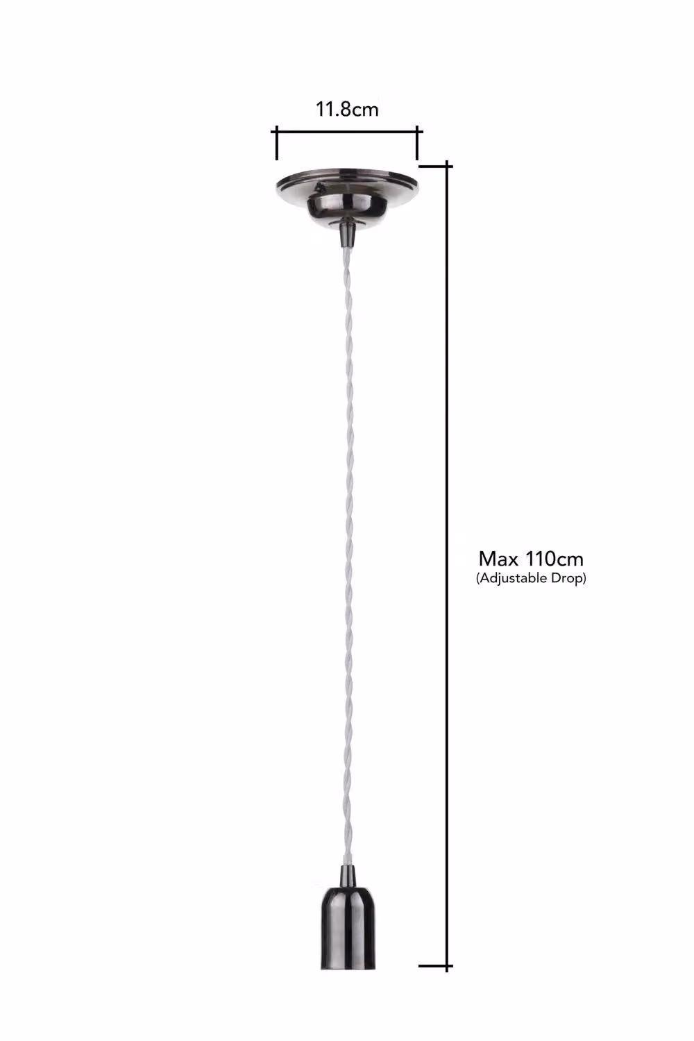 BHS Lighting Industrial Pendant Ceiling Light Cable Kit in Metallic Silver – 2
