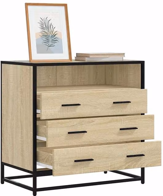 Berkfield Home Sonoma Oak Drawer Cabinet in Brown, W/D/H: 70 x 41 x 70 cm