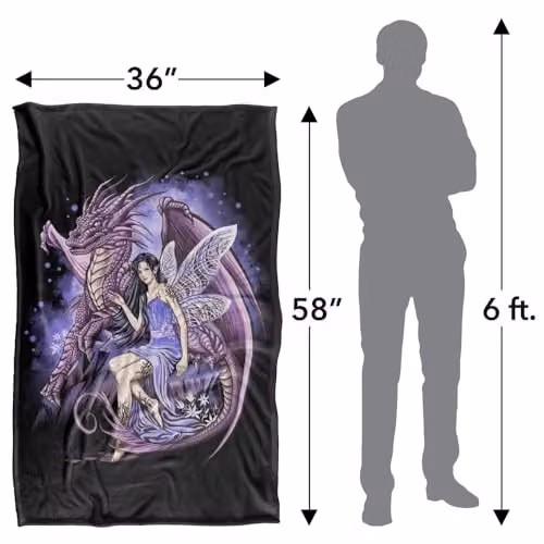 JQ Licensing En Protectors Of The Realm Fairy And Dragon Silky Touch Super Soft Fleece Throw Blanket, Multicolour, W: 91 cm, D: 147 cm – 4