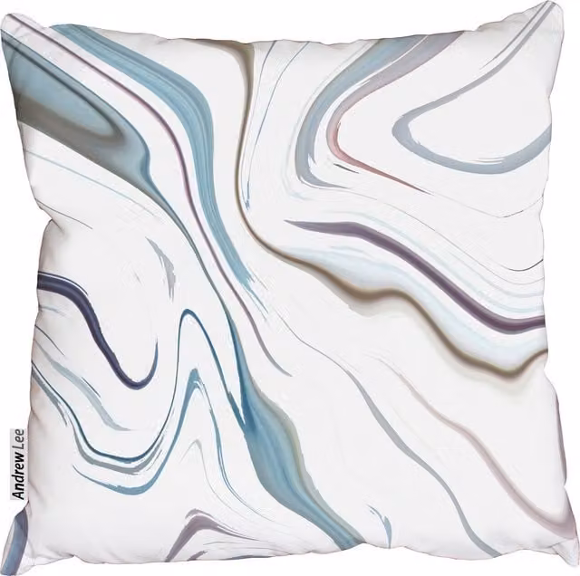 Benjamin Tate Design LTD Modern Graphic Square Cushion in White, Grey and Blue, W: 60 cm x H: 60 cm