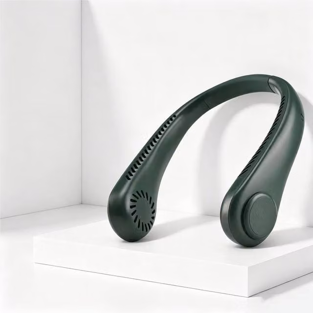 Quipulse Brushless Silent 3-speed Neck Hanging Fan in Green