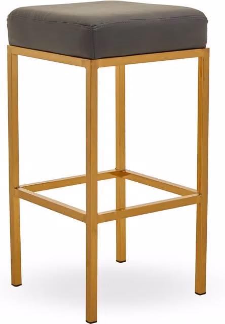 Orsina Modern Grey Faux Leather and Gold Finish Bar Stool – 1