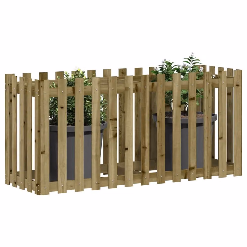 Berkfield Home Garden Raised Bed with Fence Design in Brown Impregnated Pine Wood, W/D/H: 150 x 50 x 70 cm – 3